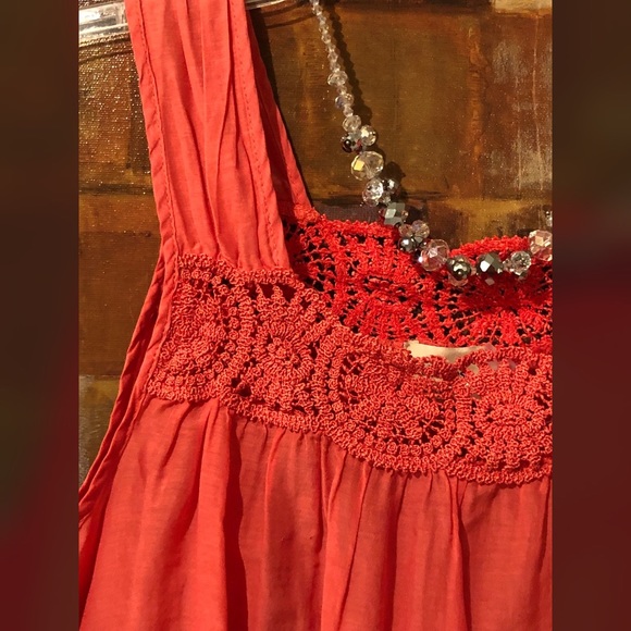 Anthro ELLA MOSS Coral Silk & Cotton Flowy Top EUC - Picture 5 of 8